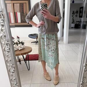 Stella Forest Silk Bohemian Midi Skirt Size 38 US S-M